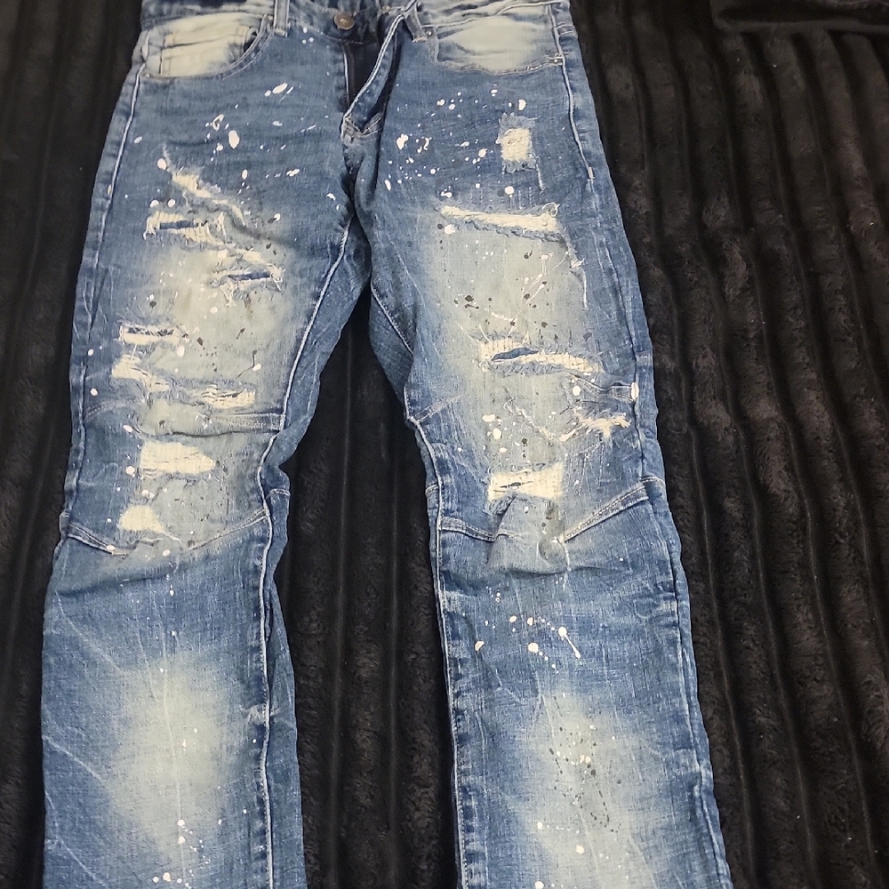 Men's Distressed Denim Jeans - Blue